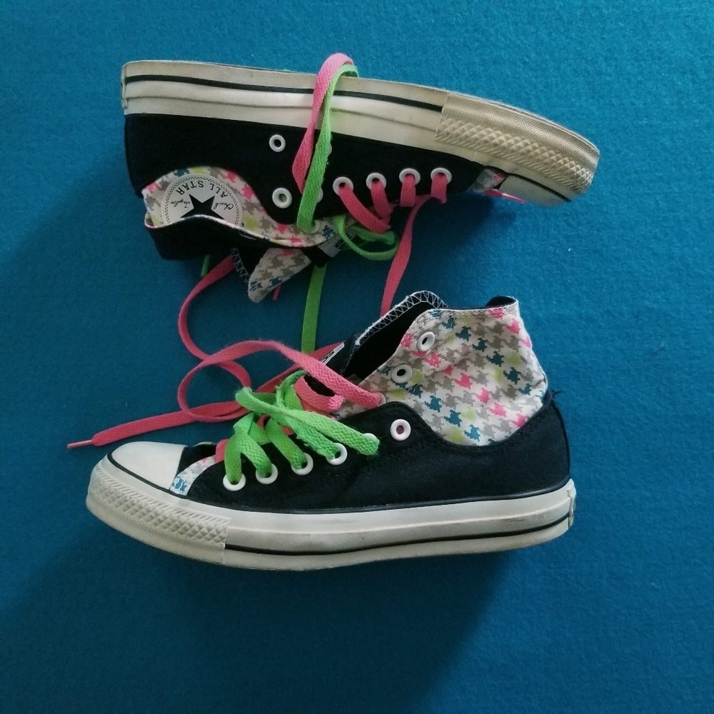 Converse All Star Chuck Taylor 80's Neon Houndstooth Sneakers Shoes Rare - Picture 3 of 5